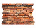 A horizontal section of a brick wall, showcasing various orange, red, and brown bricks Royalty Free Stock Photo
