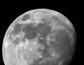 A detailed close-up of the Moon\'s surface showcasing various craters and lunar mare. Royalty Free Stock Photo