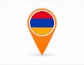 Armenian flag map pointer layout. Vector illustration. Royalty Free Stock Photo