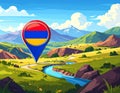 Armenian flag map pointer layout. Vector illustration. Royalty Free Stock Photo