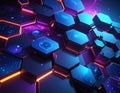 Reconceiving Digital Aesthetics- A Thorough Exploration of 3D Hexagonal Grids Embedde Royalty Free Stock Photo