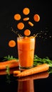Finely chopped carrots, Fall into carrot juice, Black worldview Royalty Free Stock Photo