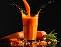 Finely chopped carrots, Fall into carrot juice, Black worldview Royalty Free Stock Photo