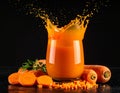 Finely chopped carrots, Fall into carrot juice, Black worldview Royalty Free Stock Photo
