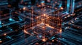 Abstract Digital Cube and Circuitry Design - Futuristic Technology Concept Royalty Free Stock Photo