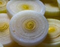 Fresh White Onion Slices Close-up with Concentric Rings Royalty Free Stock Photo
