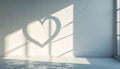 Sunny Minimal Room With Heart Shadow Projection On White Wall. Royalty Free Stock Photo