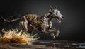 Muscly drooling greyhound, blue and gold, running, showing teeth, dog Royalty Free Stock Photo