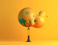 Minimal balloon 3D image of lava green big morphing bubbles Royalty Free Stock Photo