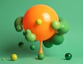 Minimal balloon 3D image of lava green big morphing bubbles Royalty Free Stock Photo