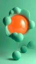 Minimal balloon 3D image of lava green big morphing bubbles Royalty Free Stock Photo