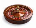 Roulette wheel with a polished wooden finish and brass spindle Royalty Free Stock Photo