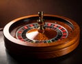 A roulette wheel crafted from polished wood, featuring a central brass rotor Royalty Free Stock Photo
