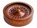 Roulette wheel with a polished wooden exterior and metallic components Royalty Free Stock Photo