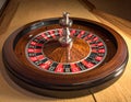 Roulette wheel with a polished wooden exterior and metallic elements Royalty Free Stock Photo