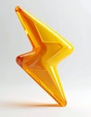 Acrylic yellow thunder icon 3d render isolated on white background Royalty Free Stock Photo