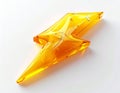 Acrylic yellow thunder icon 3d render isolated on white background Royalty Free Stock Photo