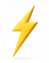 Acrylic yellow thunder icon 3d render isolated on white background Royalty Free Stock Photo