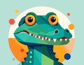 Flat design vector style, elegant simplified frontal portrait of a crocodile Royalty Free Stock Photo