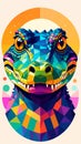 Flat design vector style, elegant simplified frontal portrait of a crocodile Royalty Free Stock Photo