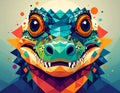Flat design vector style, elegant simplified frontal portrait of a crocodile Royalty Free Stock Photo