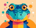 Flat design vector style, elegant simplified frontal portrait of a crocodile Royalty Free Stock Photo