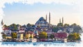 istanbul,watercolors,historical places Royalty Free Stock Photo