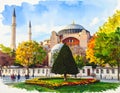 istanbul,watercolors,historical places Royalty Free Stock Photo