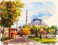 istanbul,watercolors,historical places Royalty Free Stock Photo