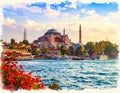 istanbul,watercolors,historical places Royalty Free Stock Photo