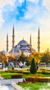 istanbul,watercolors,historical places Royalty Free Stock Photo