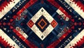 Geometric Tribal Pattern with Red Blue and Cream Colors Royalty Free Stock Photo