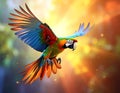 Parrot flying, hd, digital art, light effecrt Royalty Free Stock Photo
