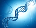 A blue-toned digital illustration depicting a DNA double helix structure Royalty Free Stock Photo