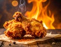 Crispy fried chicken drumsticks rest on parchment paper Royalty Free Stock Photo