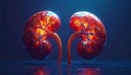 Two large kidneys, simplified look, smooth surfaces, detailed shading, subtle gradien Royalty Free Stock Photo