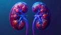 Two large kidneys, simplified look, smooth surfaces, detailed shading, subtle gradien Royalty Free Stock Photo