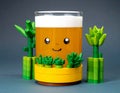 Beer glass succulents made from legos Royalty Free Stock Photo