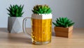 Beer glass succulents made from legos Royalty Free Stock Photo