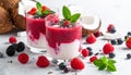 Berry drink coconut collagen Nta de coco Royalty Free Stock Photo