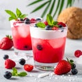 Berry drink coconut collagen Nta de coco Royalty Free Stock Photo