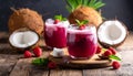 Berry drink coconut collagen Nta de coco Royalty Free Stock Photo