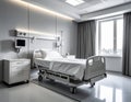 Modern hospital room featuring a single adjustable bed with white bedding Royalty Free Stock Photo