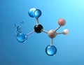 Colorful 3D molecular model against a blue background Royalty Free Stock Photo