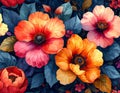 Floral seamless pattern, vibrant and rich colors, textile design Royalty Free Stock Photo