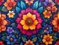 Floral seamless pattern, vibrant and rich colors, textile design Royalty Free Stock Photo