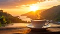 Sunset photo of ideas for coffee design, aesthetics, colorful Royalty Free Stock Photo