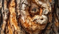 Wood bark texture, weathered tree trunk showcasing rough pine bark texture with rich orange, brown, gray tones Royalty Free Stock Photo