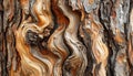 Wood bark texture, weathered tree trunk showcasing rough pine bark texture with rich orange, brown, gray tones Royalty Free Stock Photo