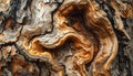 Wood bark texture, weathered tree trunk showcasing rough pine bark texture with rich orange, brown, gray tones Royalty Free Stock Photo